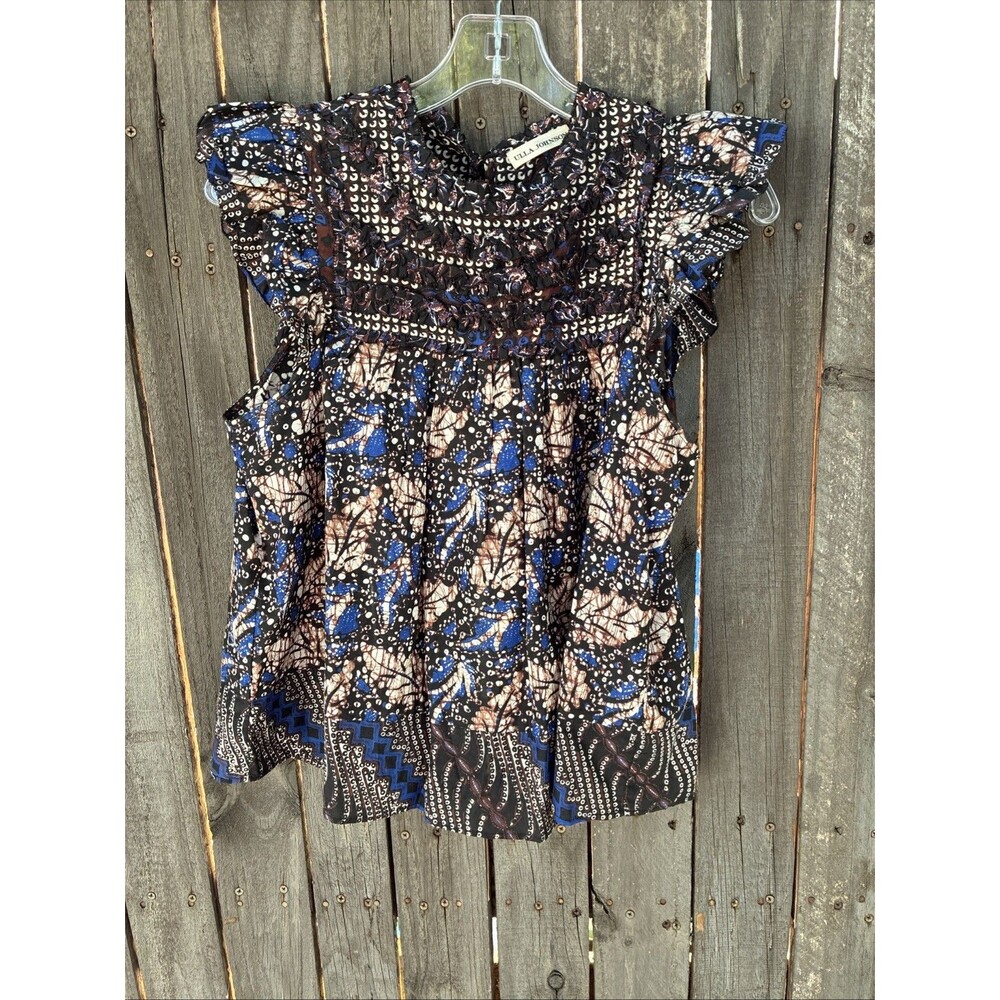 Ulla Johnson Alexi Blouse Floral Ruffle Short Sleeve Sz 2 - Picture 2 of 8